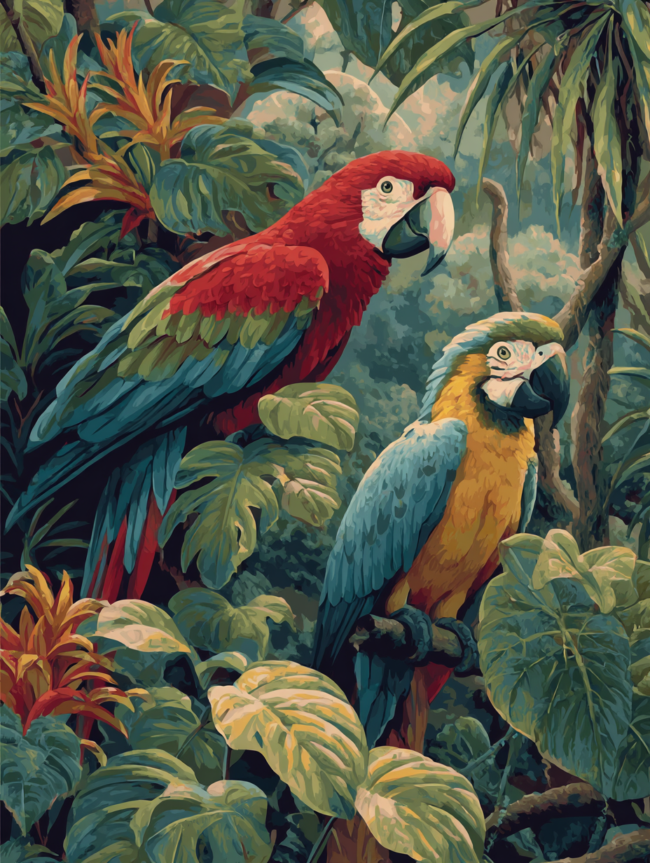 Scarlet and Gold Macaw Duo (Diamond Painting) Diamond Painting kit