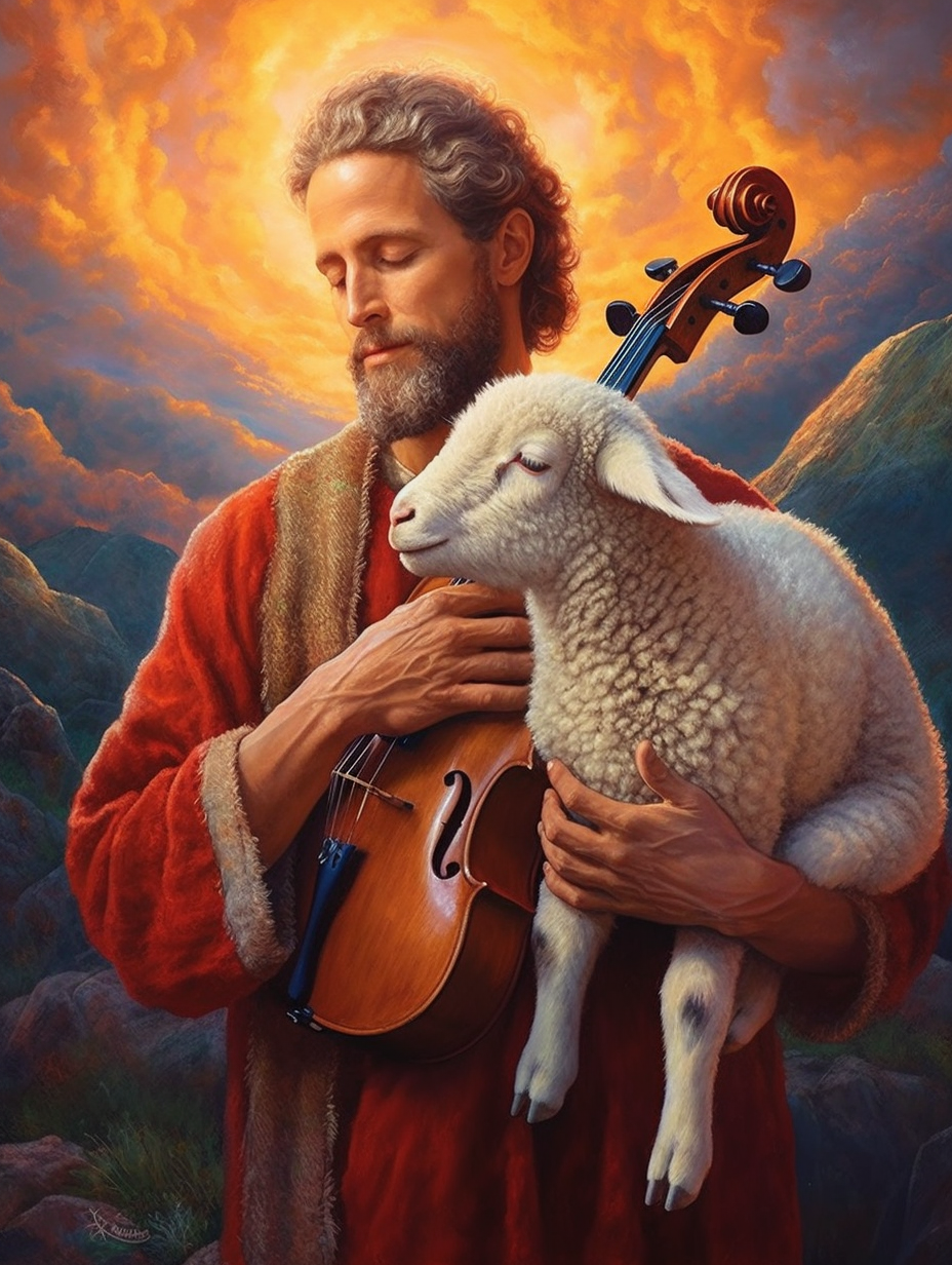 Musician and the Gentle Lamb (Diamond Painting) Diamond Painting kit
