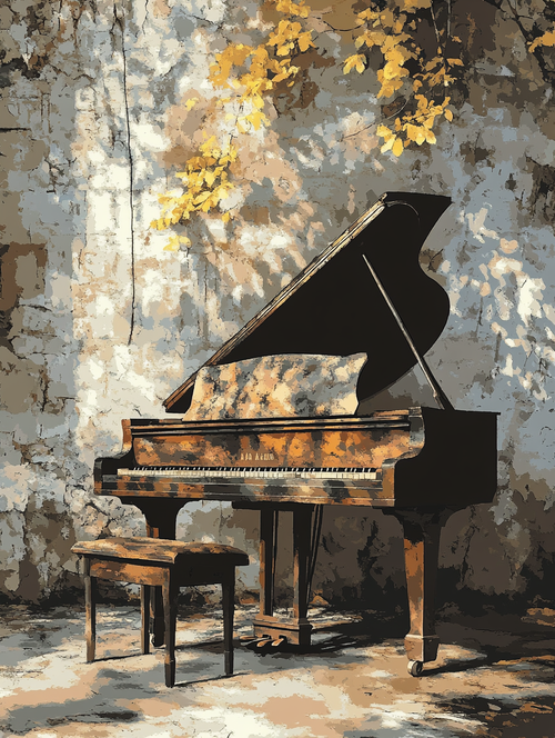 Forgotten Piano, Sunlight (Diamond Painting) Diamond Painting kit