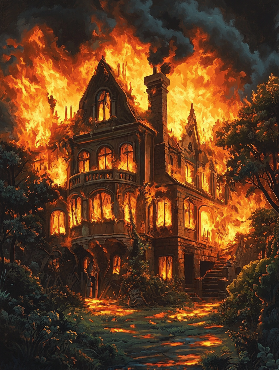 Gothic House in Inferno (Diamond Painting) Diamond Painting kit