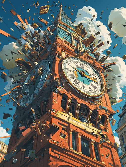 Exploding Clock Tower (Diamond Painting) Diamond Painting kit