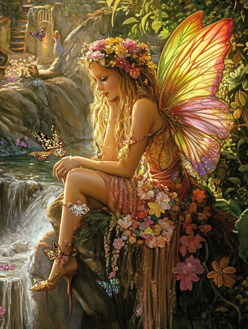 Butterfly Queen, Woodland Falls (Diamond Painting) Diamond Painting kit