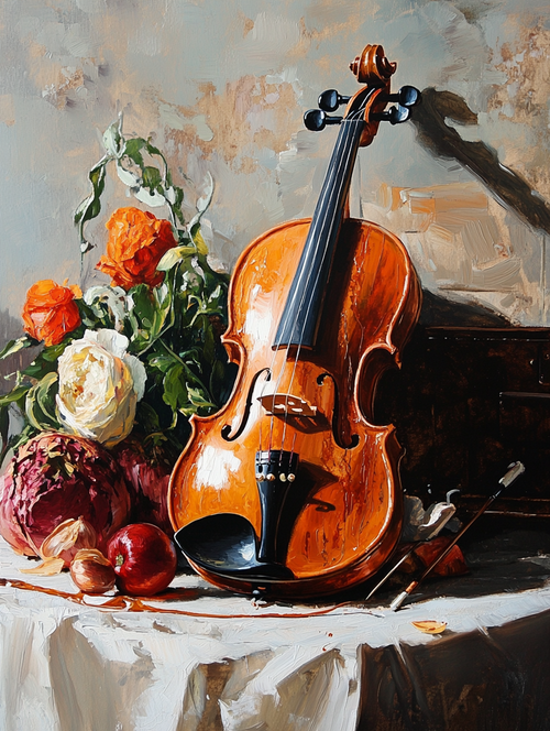Violin, Roses, & Still Life (Diamond Painting) Diamond Painting kit