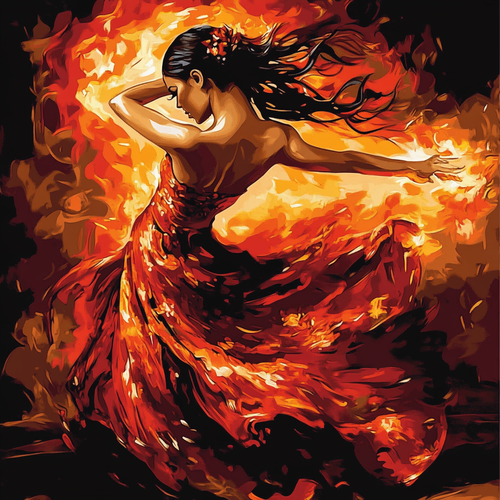 Woman, Dress of Flames