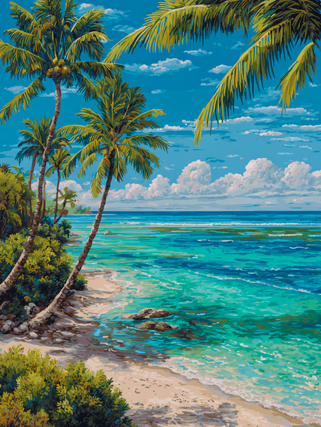 Palm Tree Shoreline (Diamond Painting) Diamond Painting kit