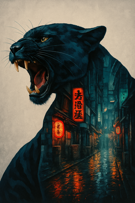 Panther's Tokyo Night (Diamond Painting) Diamond Painting kit