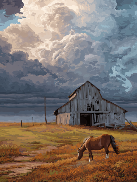 Peaceful Horse Old Barn (Diamond Painting) Diamond Painting kit