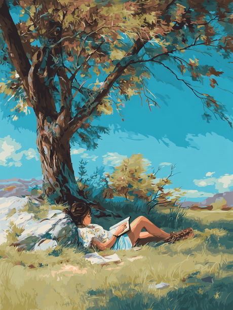 Peaceful Reading Outdoor Scene (Diamond Painting) Diamond Painting kit