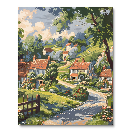 Peaceful Village Vista (Diamond Painting) Diamond Painting kit