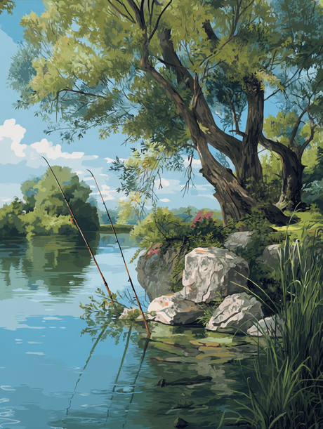 Peaceful Waters Fishing Spot (Diamond Painting) Diamond Painting kit