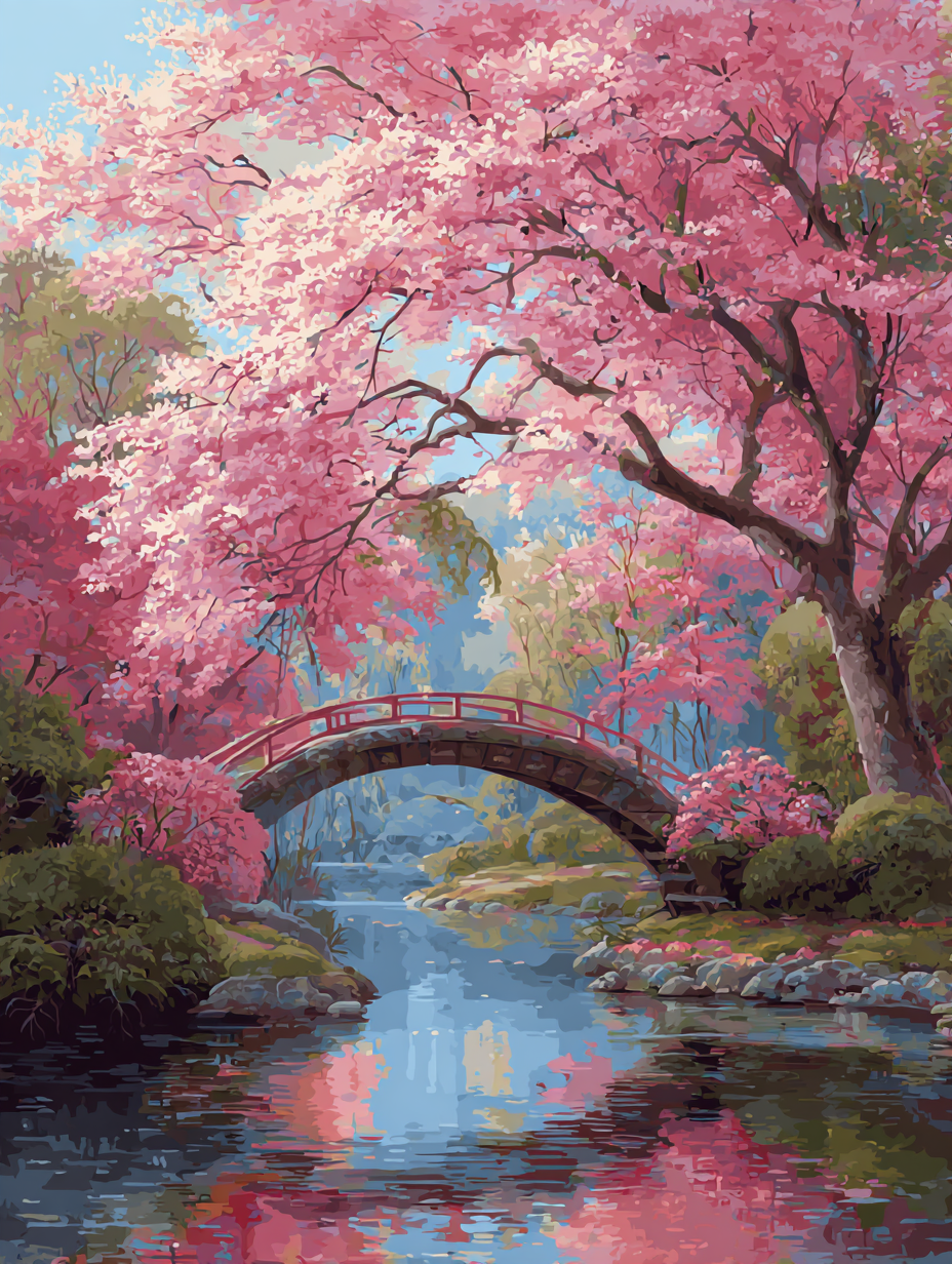 Pink Petal Bridge (Diamond Painting) Diamond Painting kit
