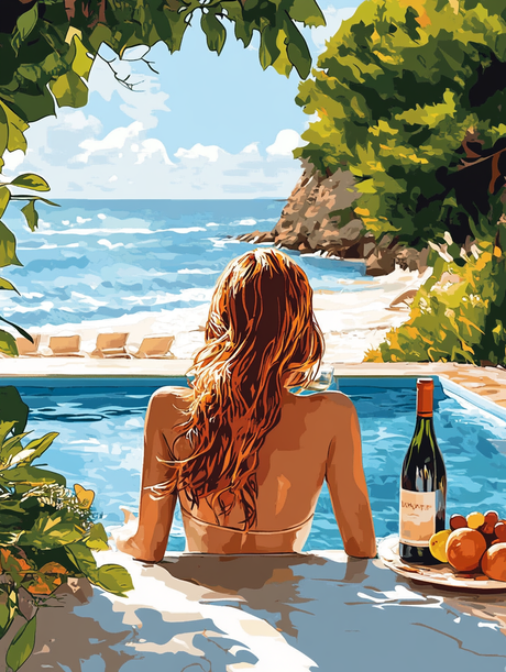 Poolside Ocean View Relaxation (Diamond Painting) Diamond Painting kit