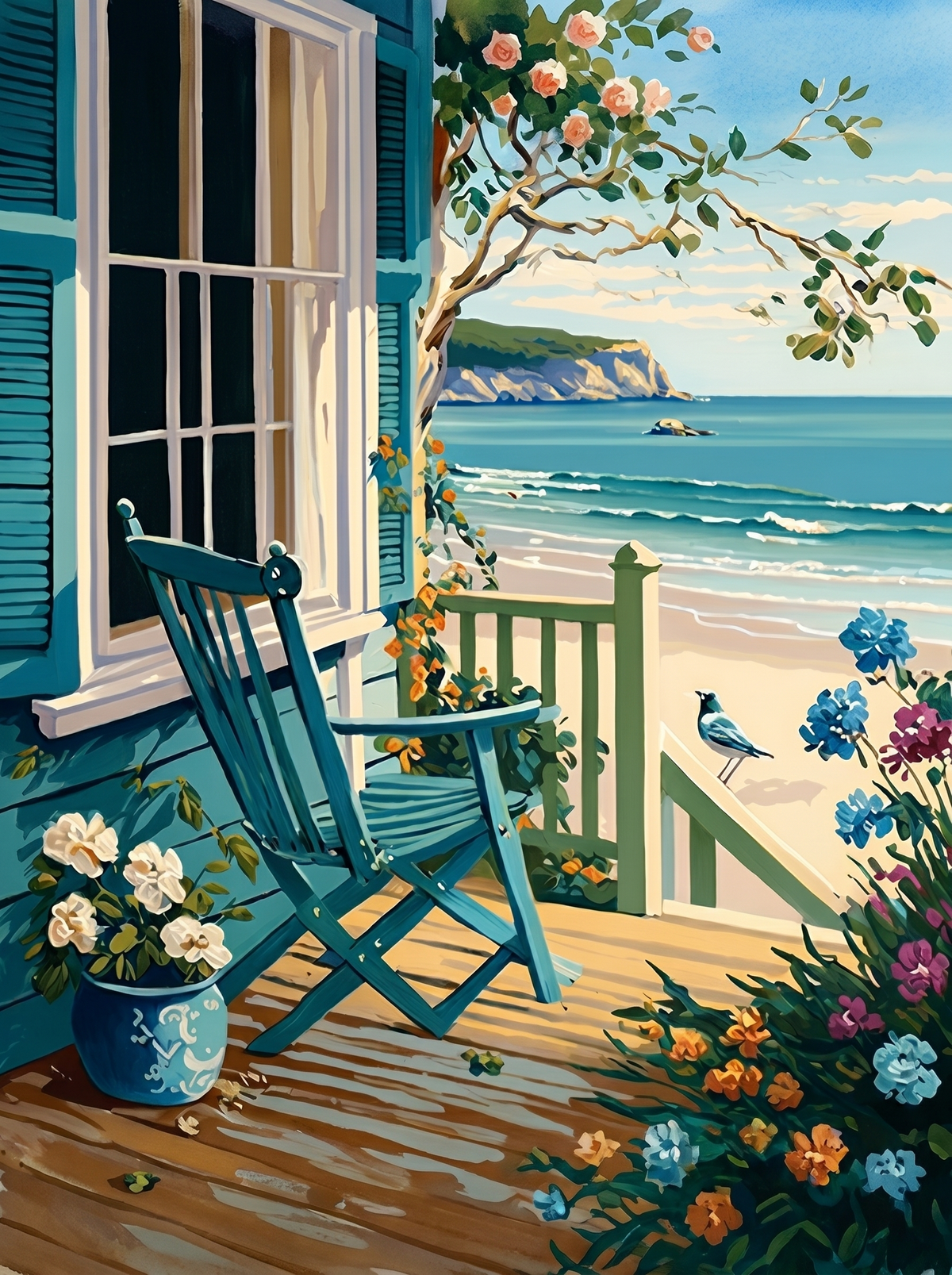 Porch by the Beach II (Paint by Numbers)