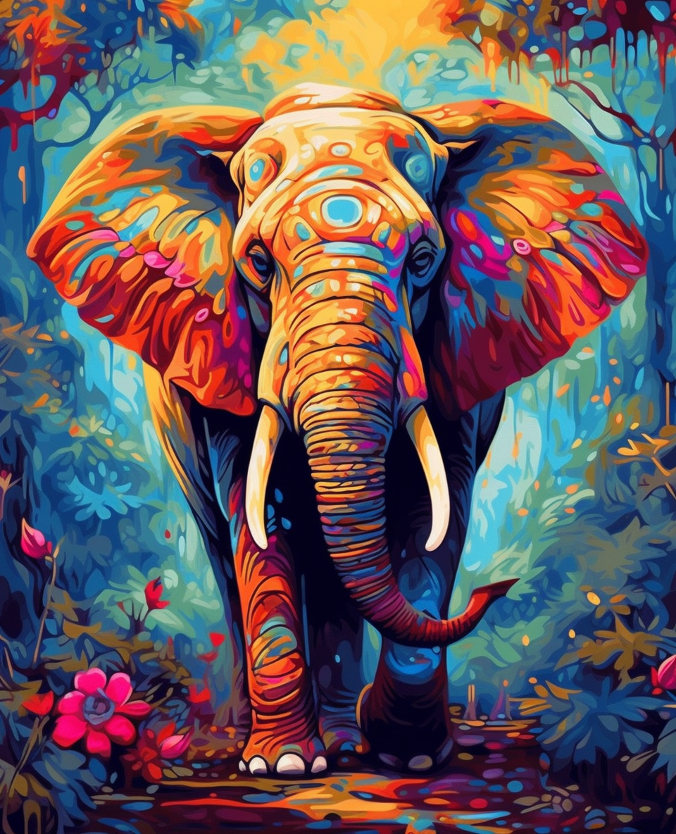 Psychedelic Elephant II (Paint by Numbers)