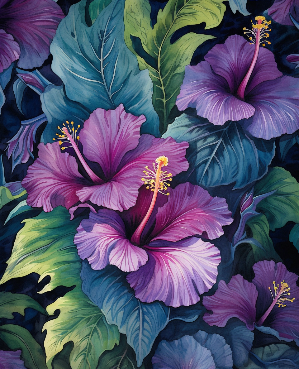 Purple Hibiscus — paint by numbers kit