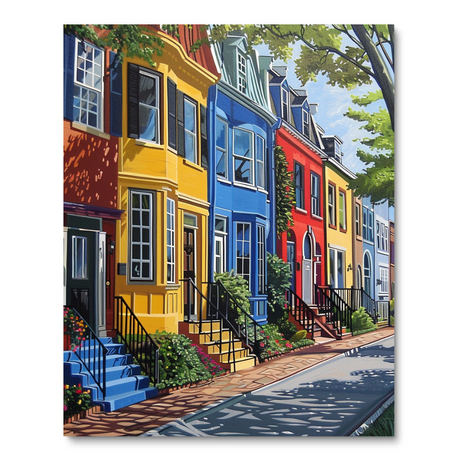 Rainbow Rowhouse Row (Diamond Painting) Diamond Painting kit