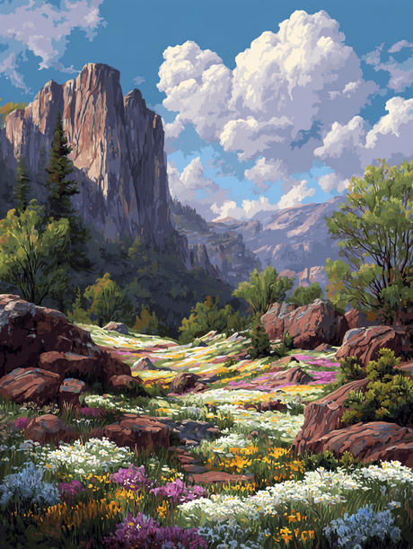 Rocky Mountain Blooms (Diamond Painting) Diamond Painting kit