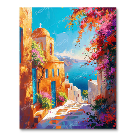 Santorini Mural Bliss (Diamond Painting) Diamond Painting kit