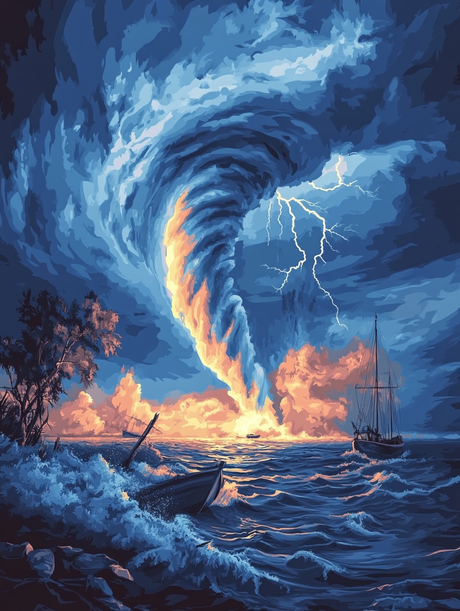 Ship Stormy Seas Tornado (Diamond Painting) Diamond Painting kit