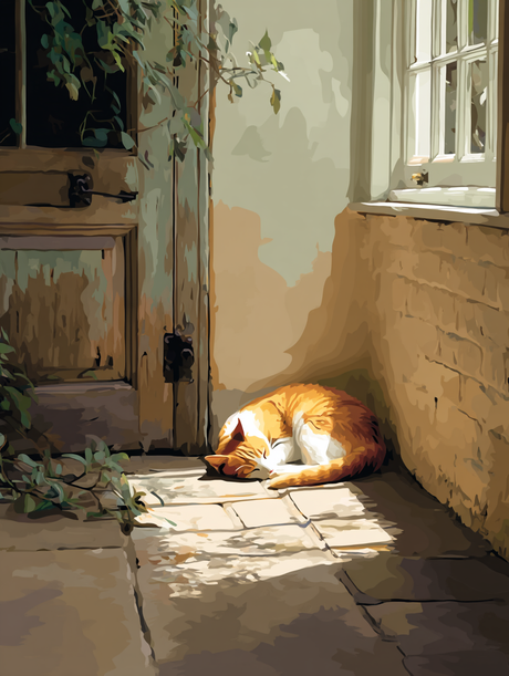 Sleeping Cat Sunny Corner (Diamond Painting) Diamond Painting kit