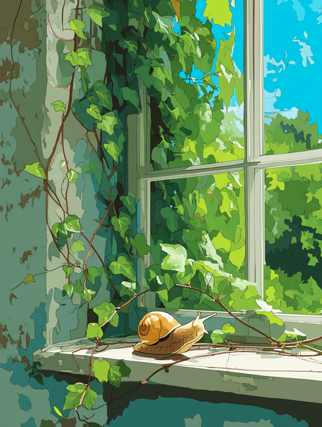 Slow Snail Sunny Window (Diamond Painting) Diamond Painting kit