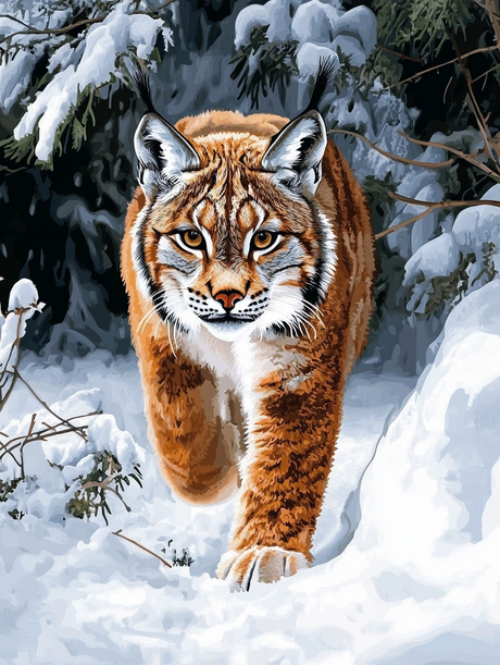 Snowy Forest Lynx (Diamond Painting) Diamond Painting kit