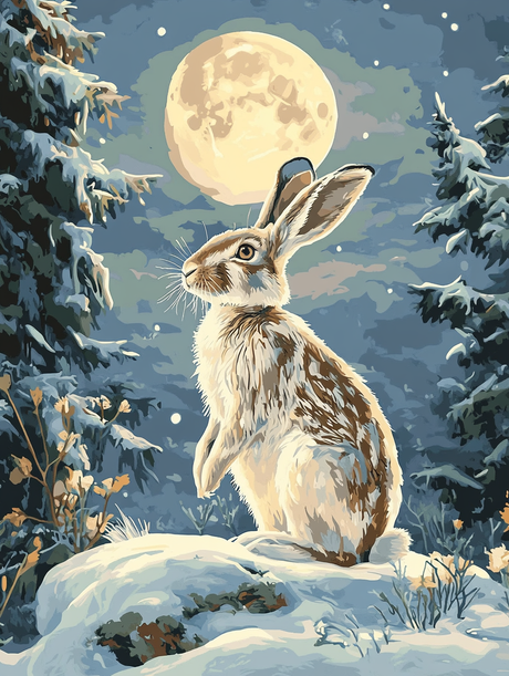 Snowy Night Hare (Diamond Painting) Diamond Painting kit