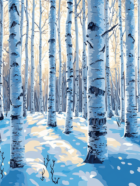 Snowy Woods Sunlight Shadows (Diamond Painting) Diamond Painting kit