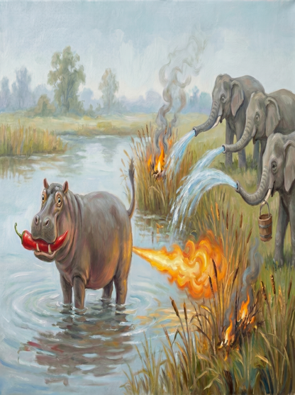 Spicy Hippo Blast (Paint by Numbers)