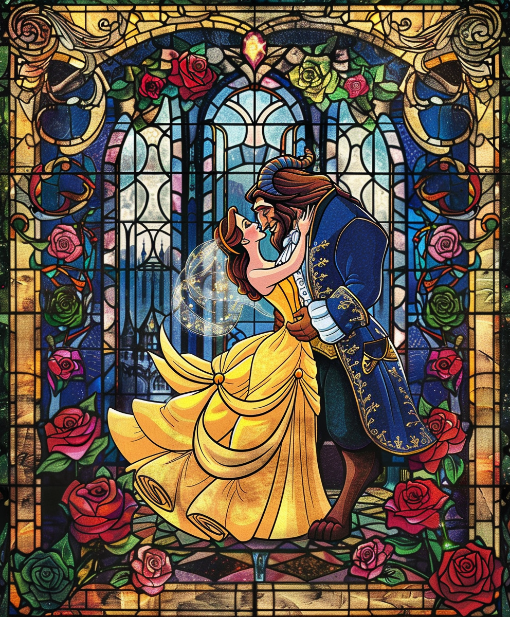 Stained Glass Beauty & The Beast (Paint by Numbers)
