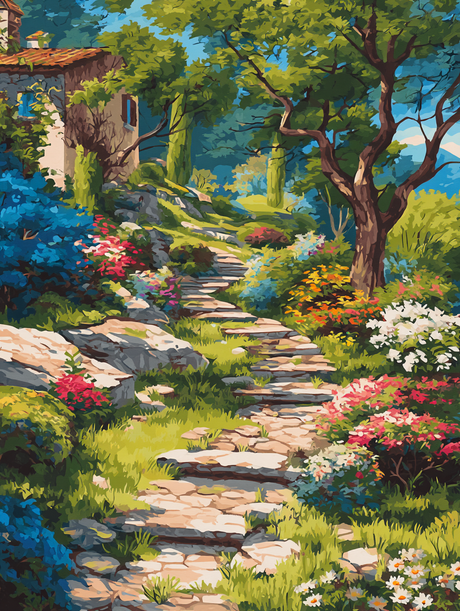 Stone Path Flower Garden (Diamond Painting) Diamond Painting kit