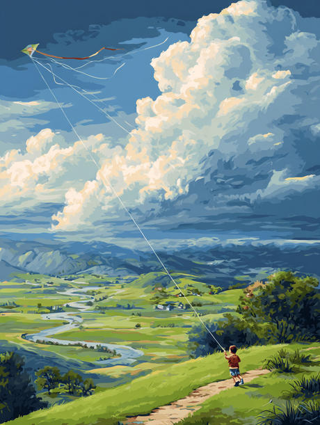 Sunny Day Kite Flying (Diamond Painting) Diamond Painting kit