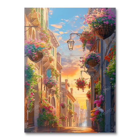 Sunset Bloomed Streetscape (Diamond Painting) Diamond Painting kit