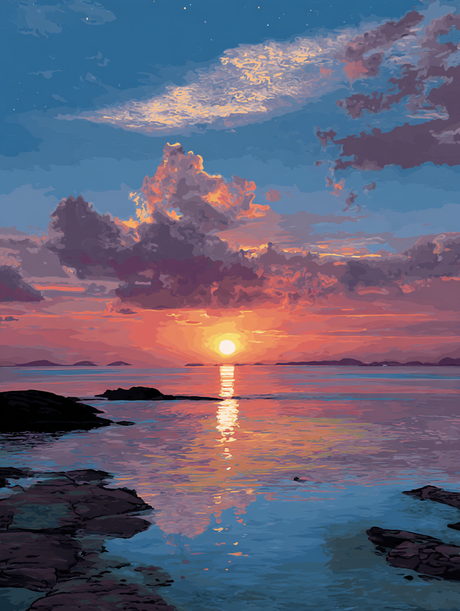Sunset Over Azure Waters (Diamond Painting) Diamond Painting kit