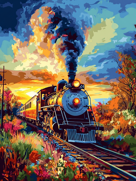 Sunset Steam Train (Diamond Painting) Diamond Painting kit