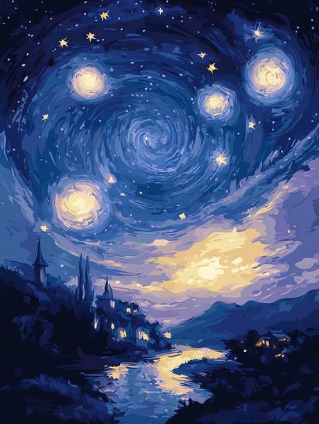 Swirling Starry Night (Diamond Painting) Diamond Painting kit