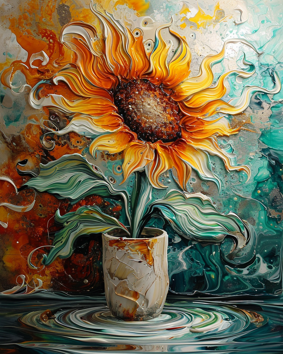 Swirling Sunflower II (Paint by Numbers)