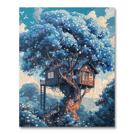 The Blue Tree House (Diamond Painting) Diamond Painting kit
