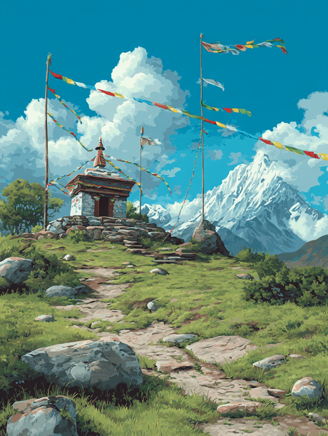 Tranquil Mountain Top Shrine (Diamond Painting) Diamond Painting kit
