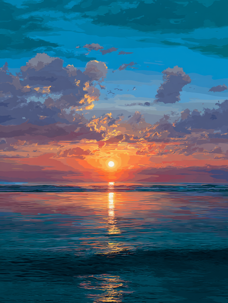 Tranquil Sea Sunrise Glow (Diamond Painting) Diamond Painting kit