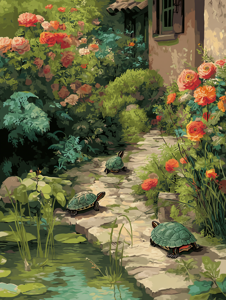 Turtles Garden Stone Path (Diamond Painting) Diamond Painting kit