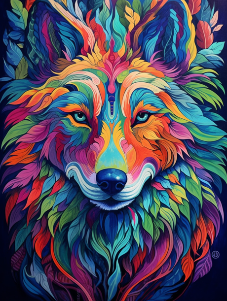 Vibrant Spirit Wolf (Diamond Painting) Diamond Painting kit