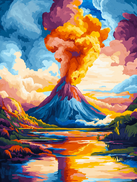 Vibrant Volcanic Eruption (Diamond Painting) Diamond Painting kit