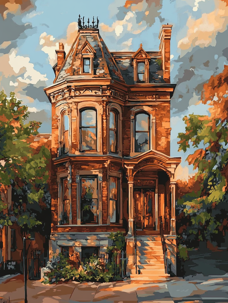 Victorian House at Sunset (Diamond Painting) Diamond Painting kit