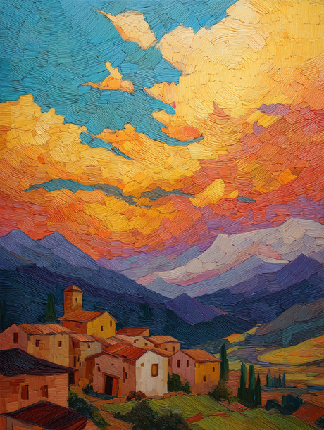 Village Under Vibrant (Diamond Painting) Diamond Painting kit