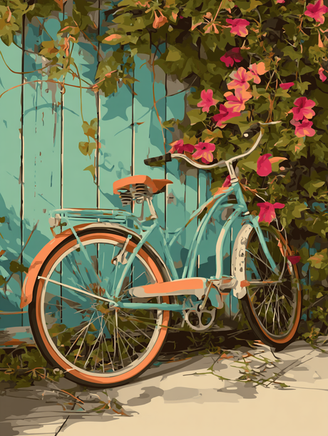 Vintage Bike Floral Wall (Diamond Painting) Diamond Painting kit