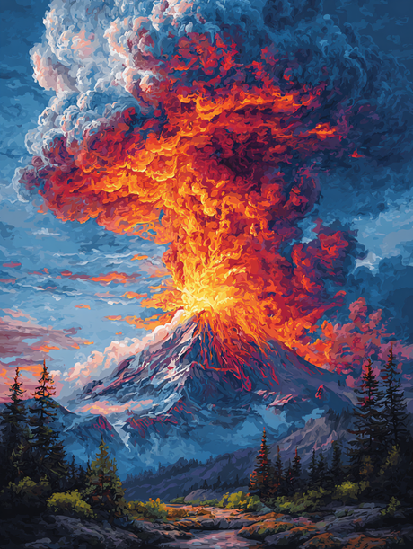 Volcano Eruption Paint by Numbers kit