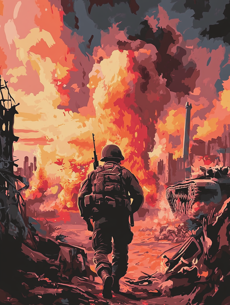 War Zone Explosions Aftermath (Diamond Painting) Diamond Painting kit