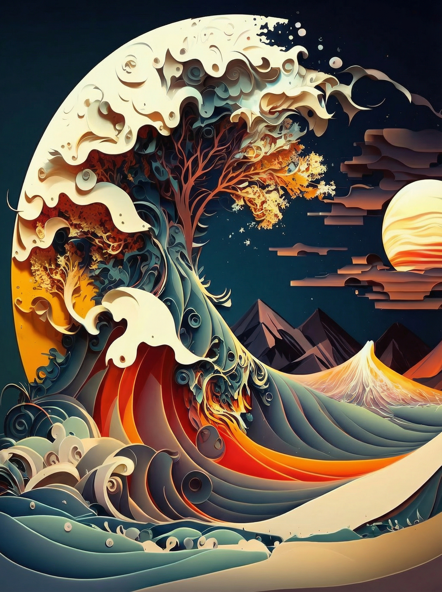 Wave in the Moonlight (Paint by Numbers)