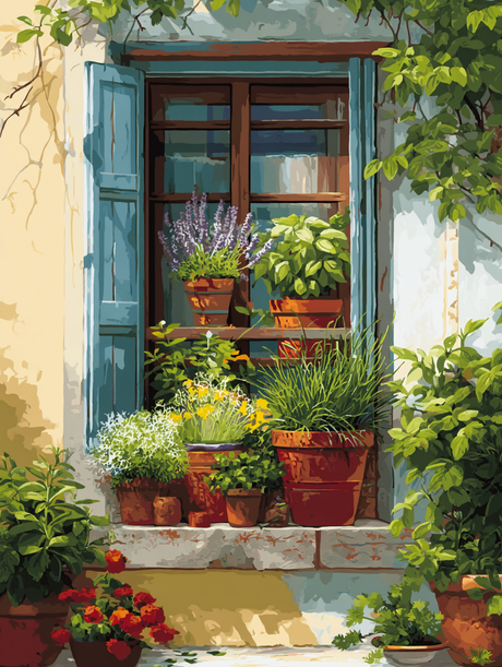 Window Box Herb Garden (Diamond Painting) Diamond Painting kit